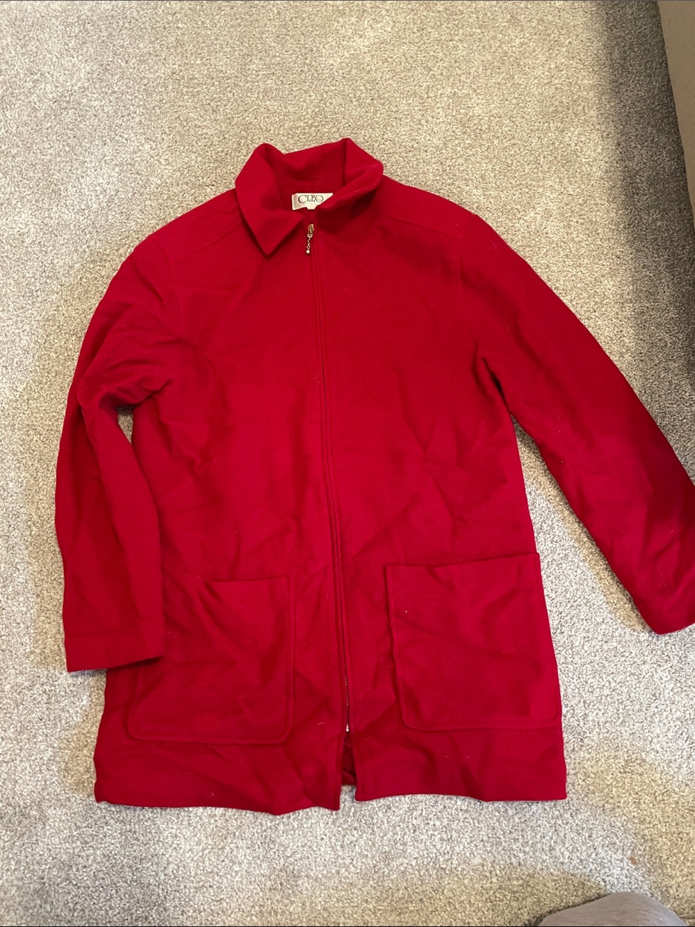 Red Zip-Front Jacket with Pockets